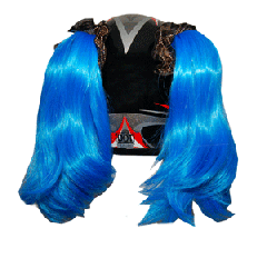 Blue Motorcycle Helmet Pigtails